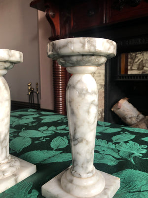 Set of 2 Marble Candlestick Holders