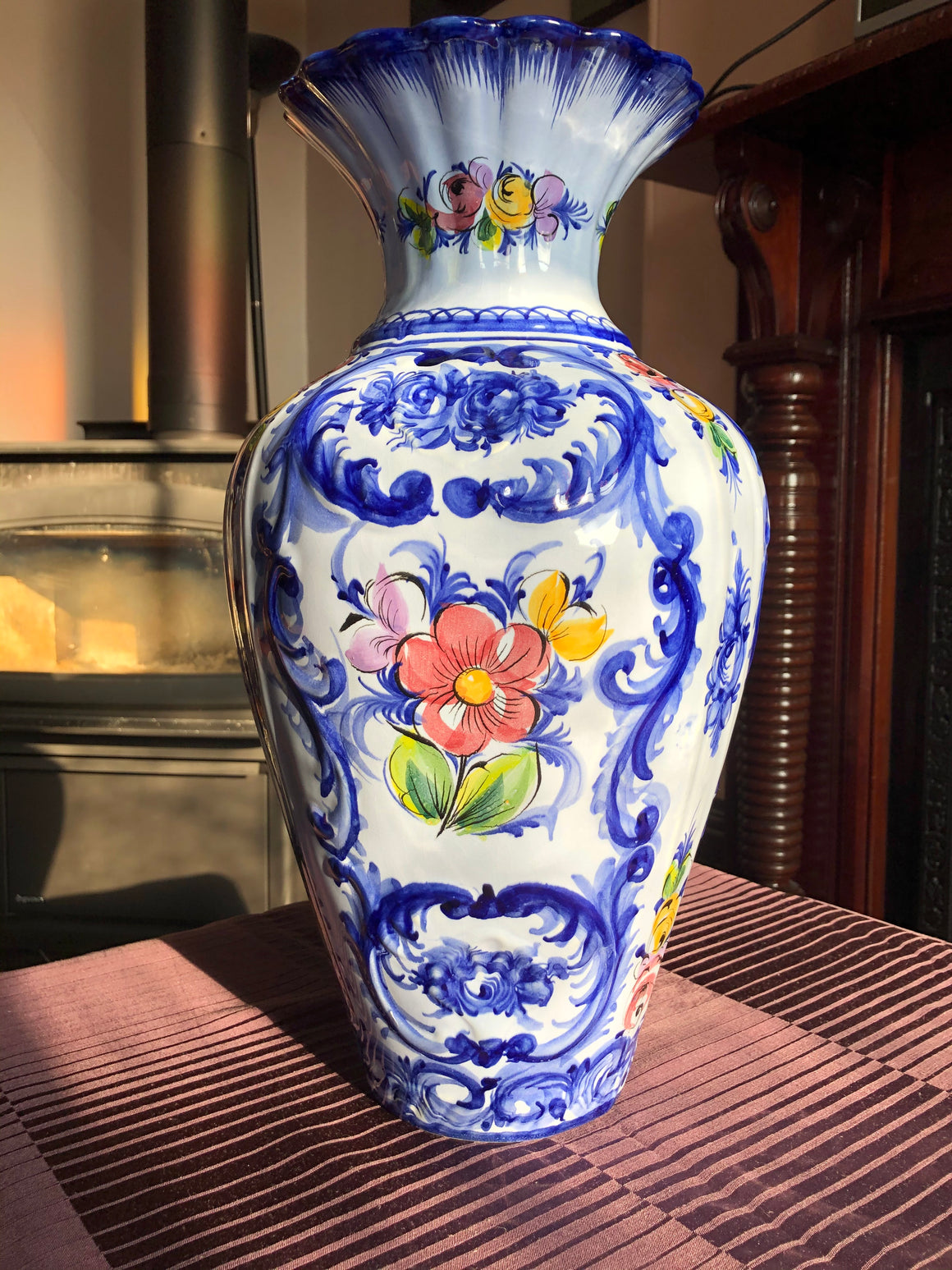 Portuguese Blue Tall Vase