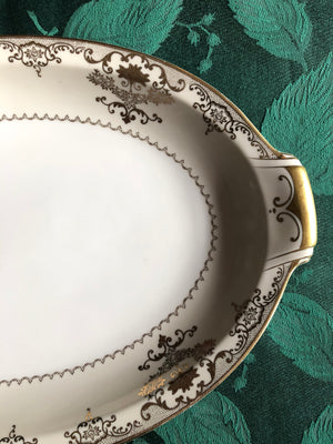 Vintage Set of 4 Meito China Gold Serving Platters and Serving Bowls