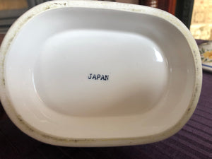 Vintage Small White and Blue Tureen