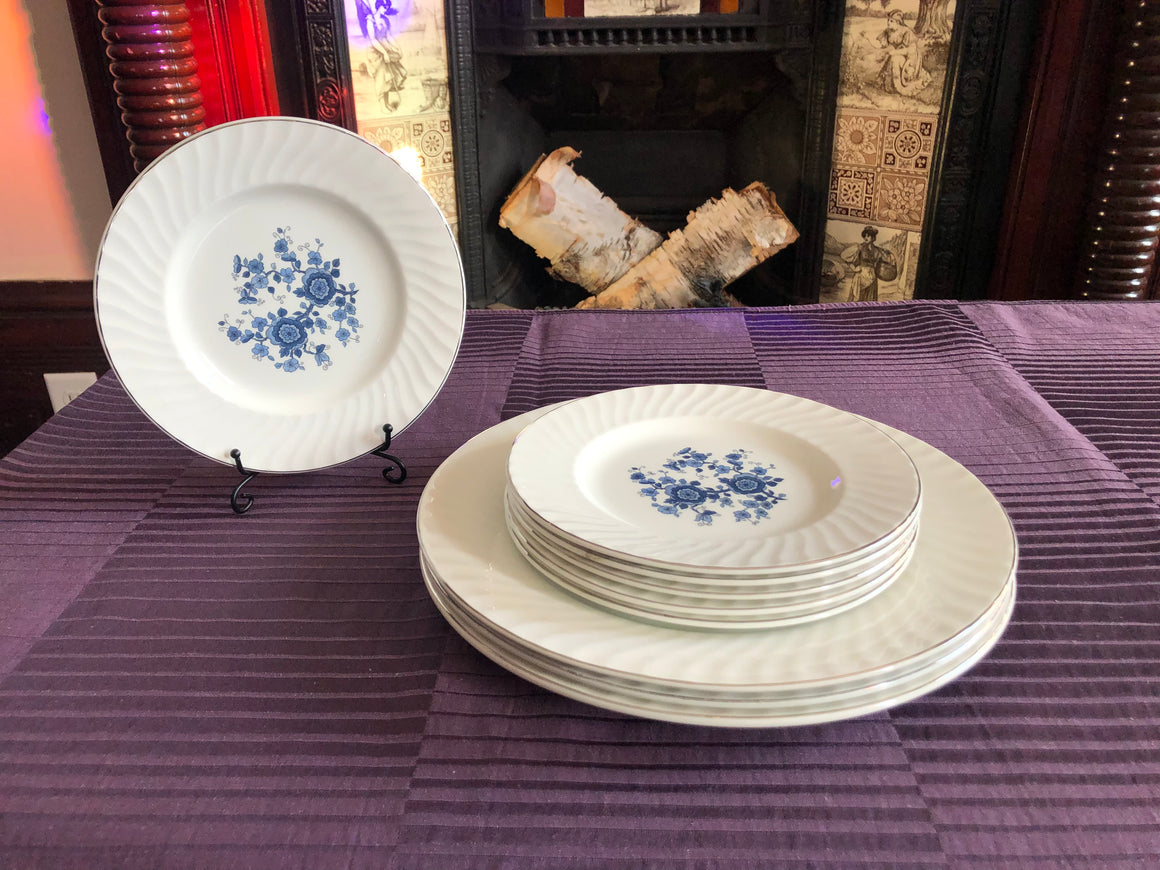 Set of Vintage Royal Blue Ironstone Plates