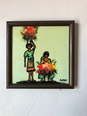 Vintage Set of 2 paintings - Cement Tile Paintings