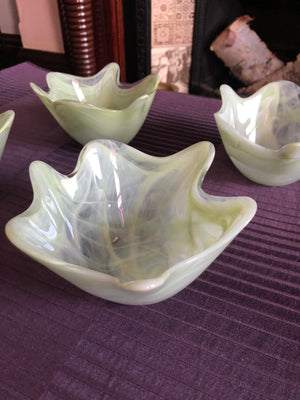 Set of 4 Vintage Bowls Mint Green Glass Bowls