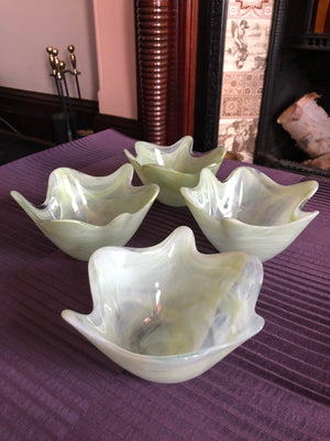 Set of 4 Vintage Bowls Mint Green Glass Bowls