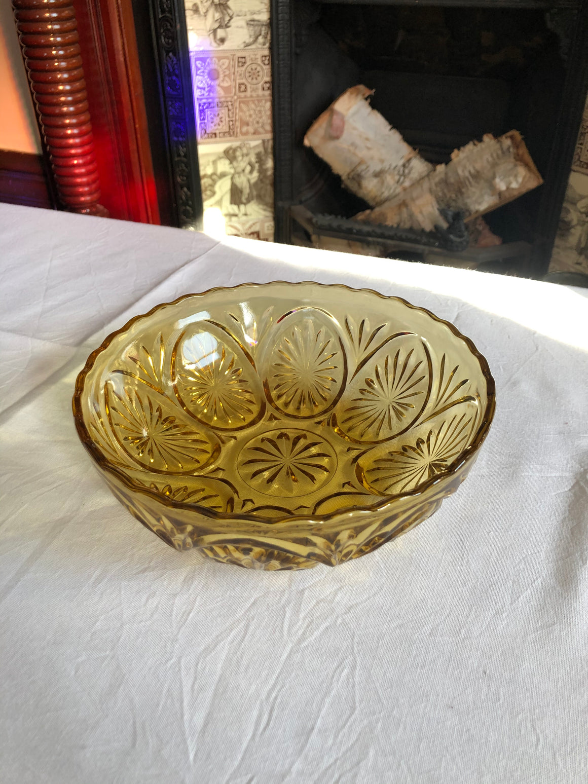 Vintage Amber Glass Fruit Bowl