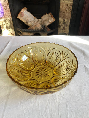 Vintage Amber Glass Fruit Bowl
