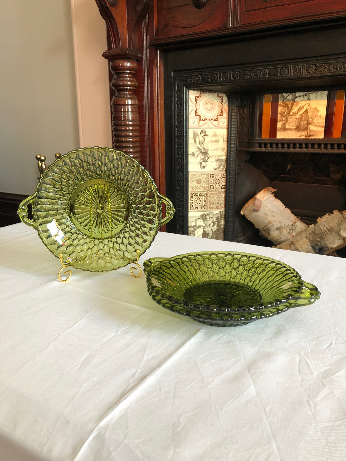 Vintage Set of 3 Indiana Green Dish