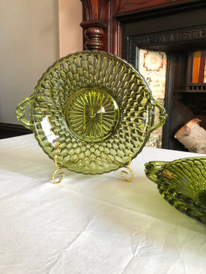 Vintage Set of 3 Indiana Green Dish