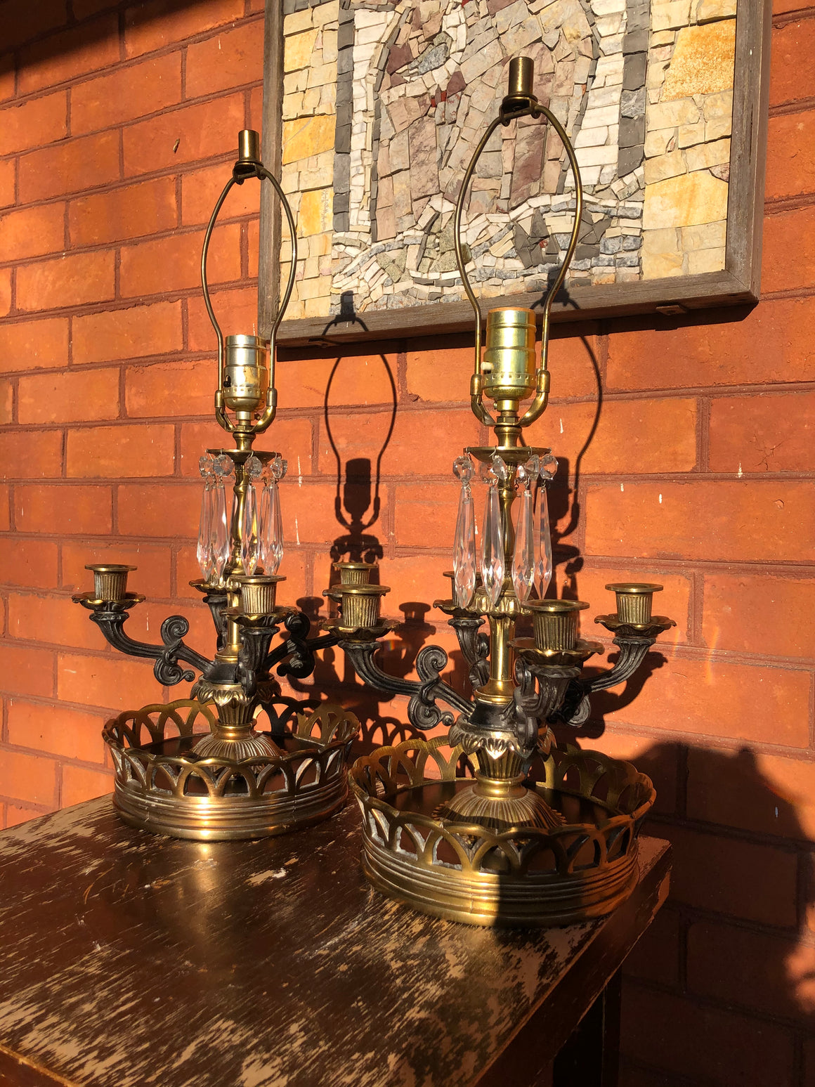 Vintage Lamps with 4 Candle Holders