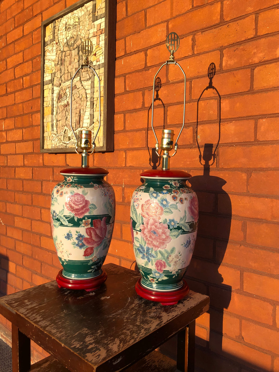Vintage Set of 2 Chinoiserie Lamps
