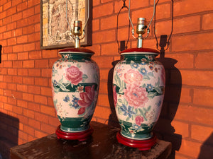 Vintage Set of 2 Chinoiserie Lamps