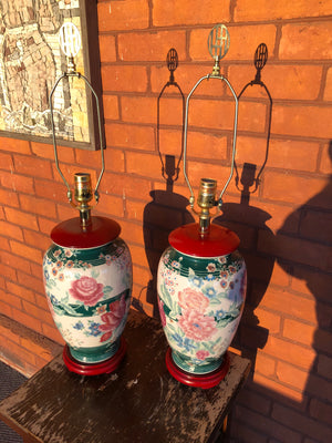 Vintage Set of 2 Chinoiserie Lamps