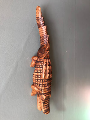 Carved Wooden Sculpture Crocodile Statue