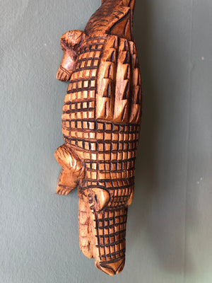 Carved Wooden Sculpture Crocodile Statue