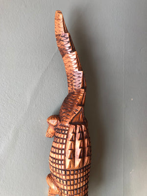 Carved Wooden Sculpture Crocodile Statue