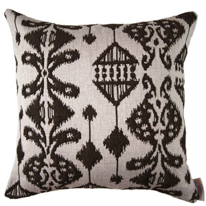 Madeline - Beige and Brown Embroidered Abstract African Print Pillow Cover - 20x20