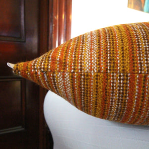 Lotte - Orange Stripped Wool Pillow Cover - 20x20 - Maa-Kal Boutique Canada
