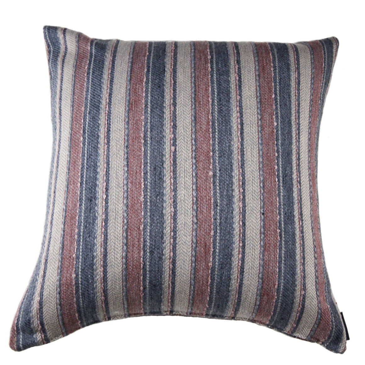 Sandra - Striped Blue, Grey and Pink Pillow Cover - 24x24