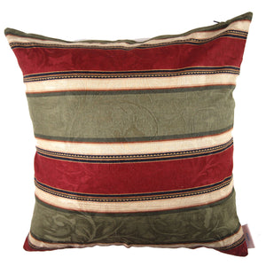 Brigitte - Red, Green and Beige Stripped Pillow Cover - 22x22 - Maa-Kal Boutique Canada