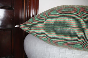 Enzo - Chenille Green and Pink Stripped Pillow Cover - 20x20 - Maa-Kal Boutique Canada