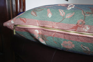 Summer - Pink, Blue and Green Heavy Striped Floral Pillow Cover - 20x20