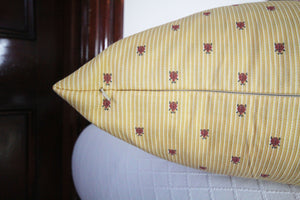 Aria - Yellow with Embroidered Red Ladybug Pillow Cover - 20x20 - Maa-Kal Boutique Canada