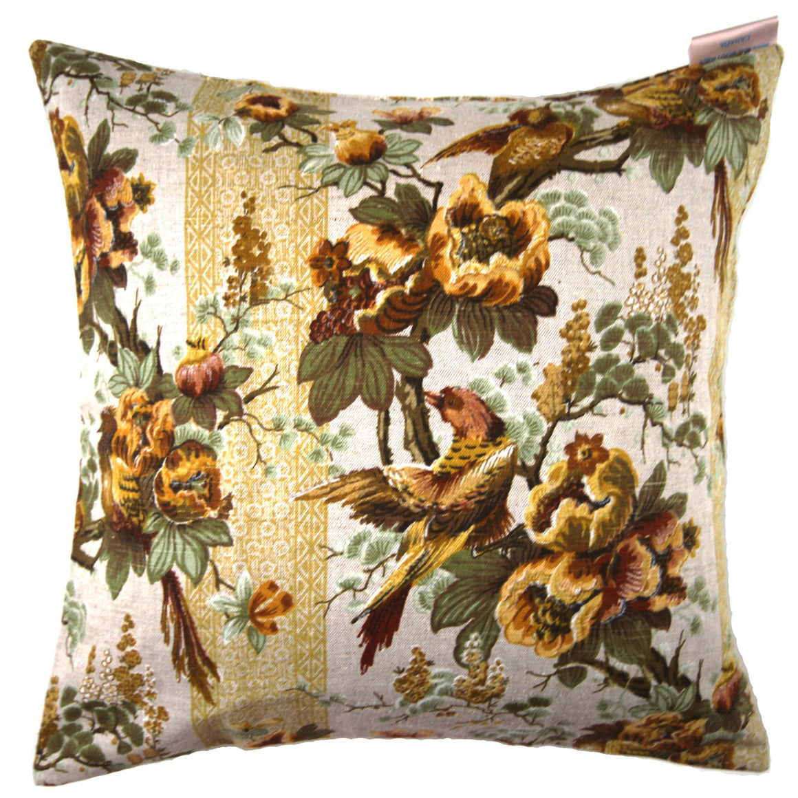 Francoise - Linen Beige Floral Pillow Cover- 20x20